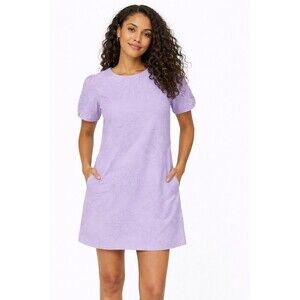 J.Crew Dress Size 0 Embroidered Floral Puff Sleeve Lavender 100% Cotton NWT $128